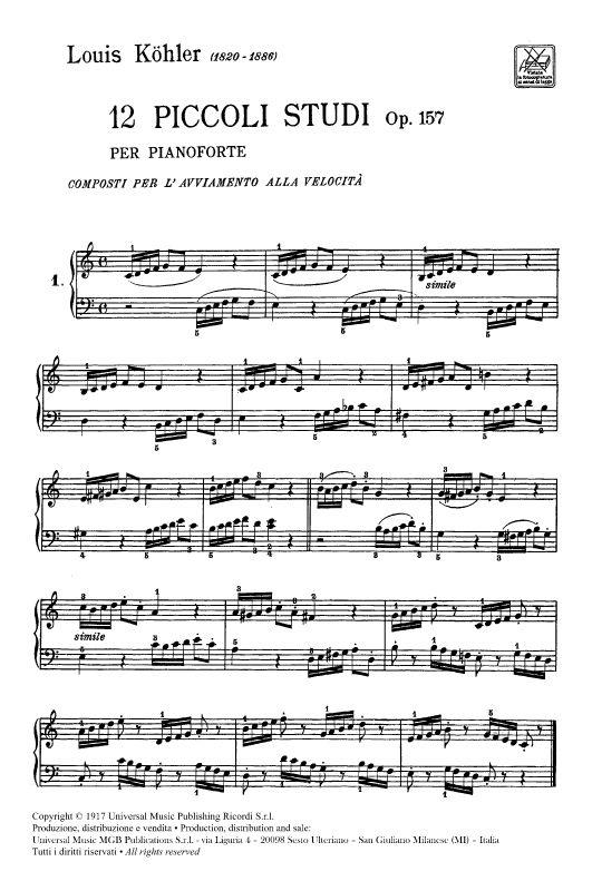 12 Piccoli Studi Per L'Avviamento Alla Velocita - Per Pianoforte - pro klavír